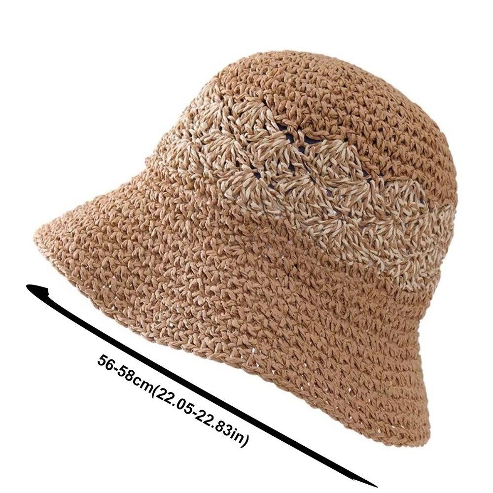 Large Brim Woven Hat Breathable Hollow Out Sun Protection Hat Sun Protection Foldable Bucket Hat Spring Summer Bucket Hats