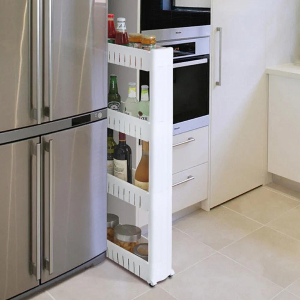 Estante de costura estrecha Estante de almacenamiento móvil multicapa con organizador de polea Estante de almacenamiento para oficina, baño, cocina