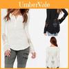 Elegant Lace Stitching Women's T-shirt Slim Fit Long Sleeve Cotton Top