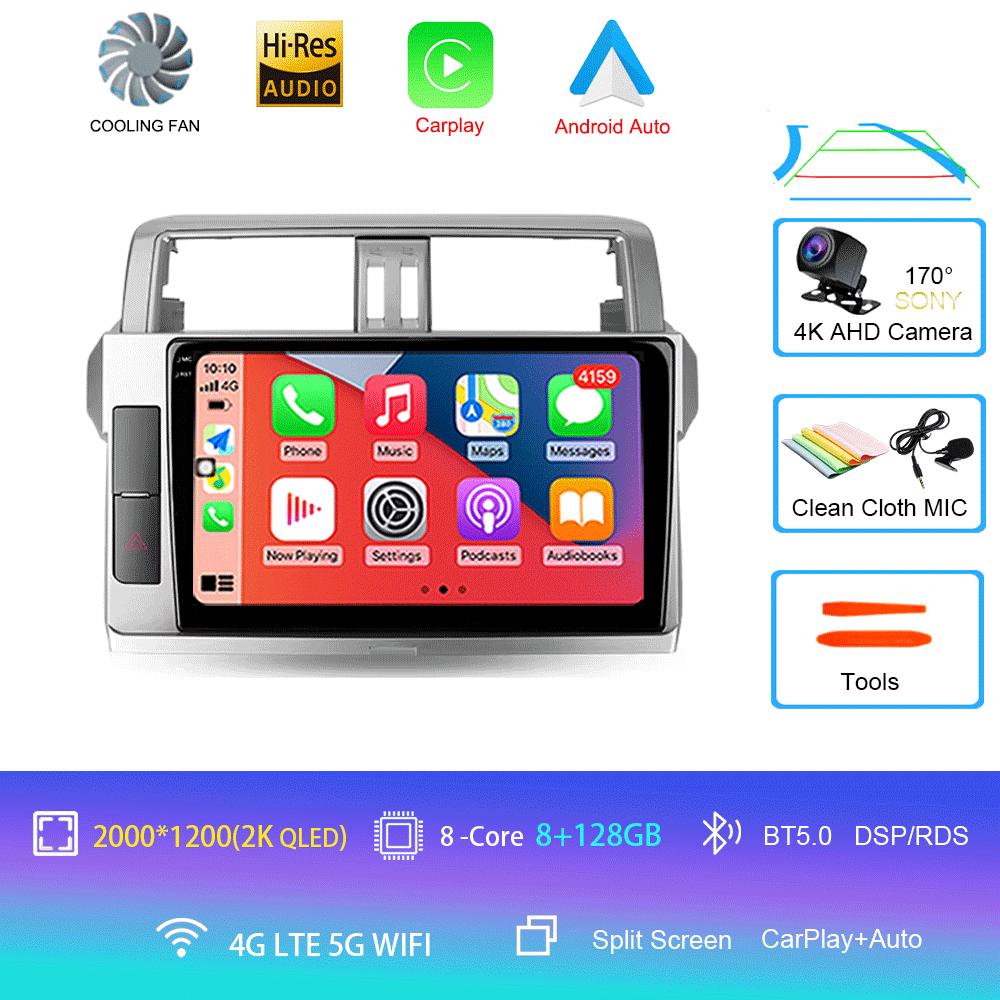 For Toyota Land Cruiser Prado 150 2013 2014 - 2017 Car Radio Android 14 Navigation Multimedia Player GPS WiFi+4G Video Carplay