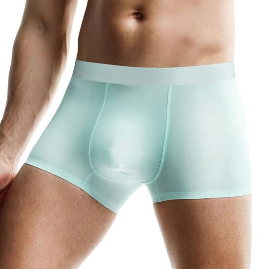 Men Boxer Underwear Mid-rise Elastic Waistband Solid Color Shorts Briefs Solid Color Ice Silk Summer Panties Daily Wear