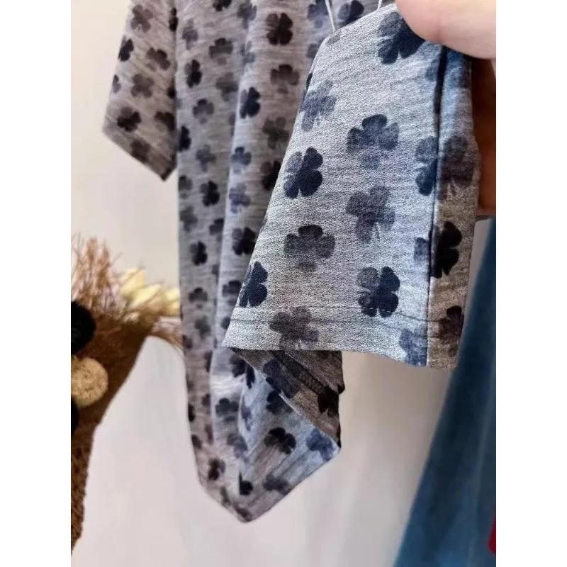 Sommer Neues Koreanisches Modebedrucktes Kurzarm-T-Shirt Damen Locker Vielseitiges Oberteil