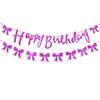 Pink & Black Glitter Bow Birthday Banner Decoration