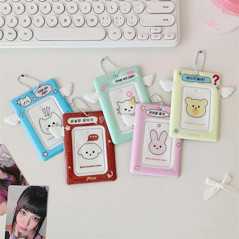 Cute Small Wings Card Holder Photocard Holder Idol Photo Display Protect Storage Card Keychain Bag Pendant Keyring Birthday Gift