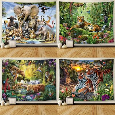 Arazzo Decorativo Tigre Animale della Foresta Decorazione Ufficio Soggiorno Arazzo da Parete per la Casa