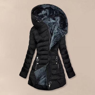 Women Winter Jacket Padded Plus Size with Plush Lining Padded Zipper Closure
