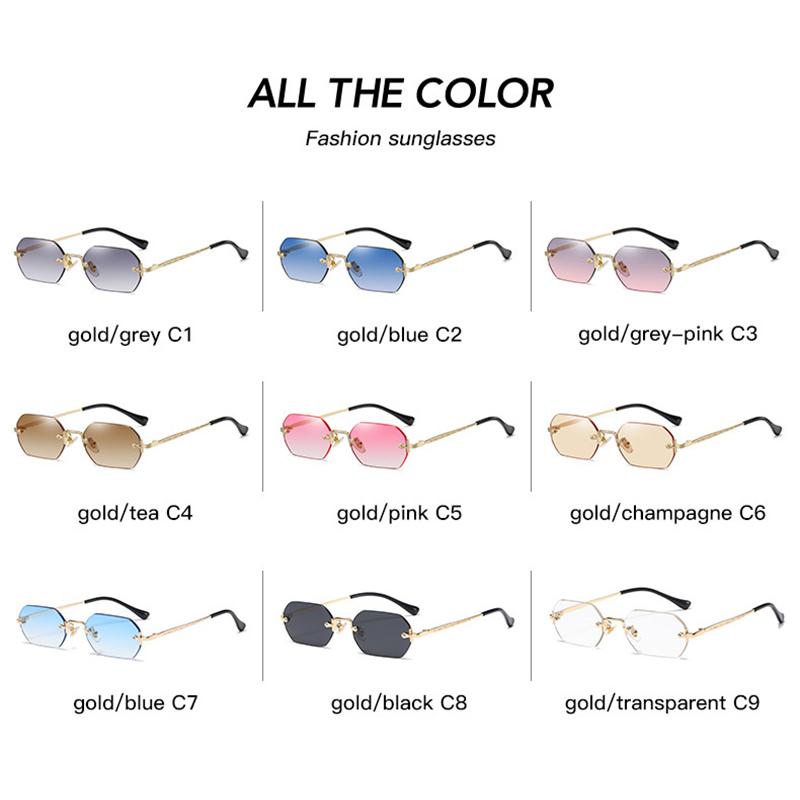 SHAUNA Gothic Rimless Sunglasses Retro Punk Gradient Shades UV400