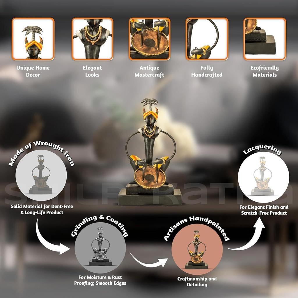 Bastar Antike Kunst für Heimdekoration | Stammesmusiker für Wohnzimmer | Handgefertigtes Prunkstück zum Verschenken | Nagada