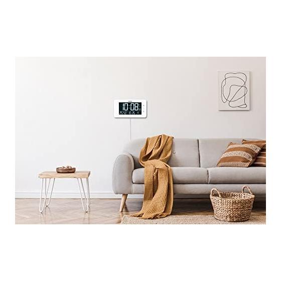 Seiko Clock Table Clock Alarm Clock Radio Wave Digital AC Type 3 Mode Display Switch Temperature and Humidity Display White Body Size: 12.6 X 23 X