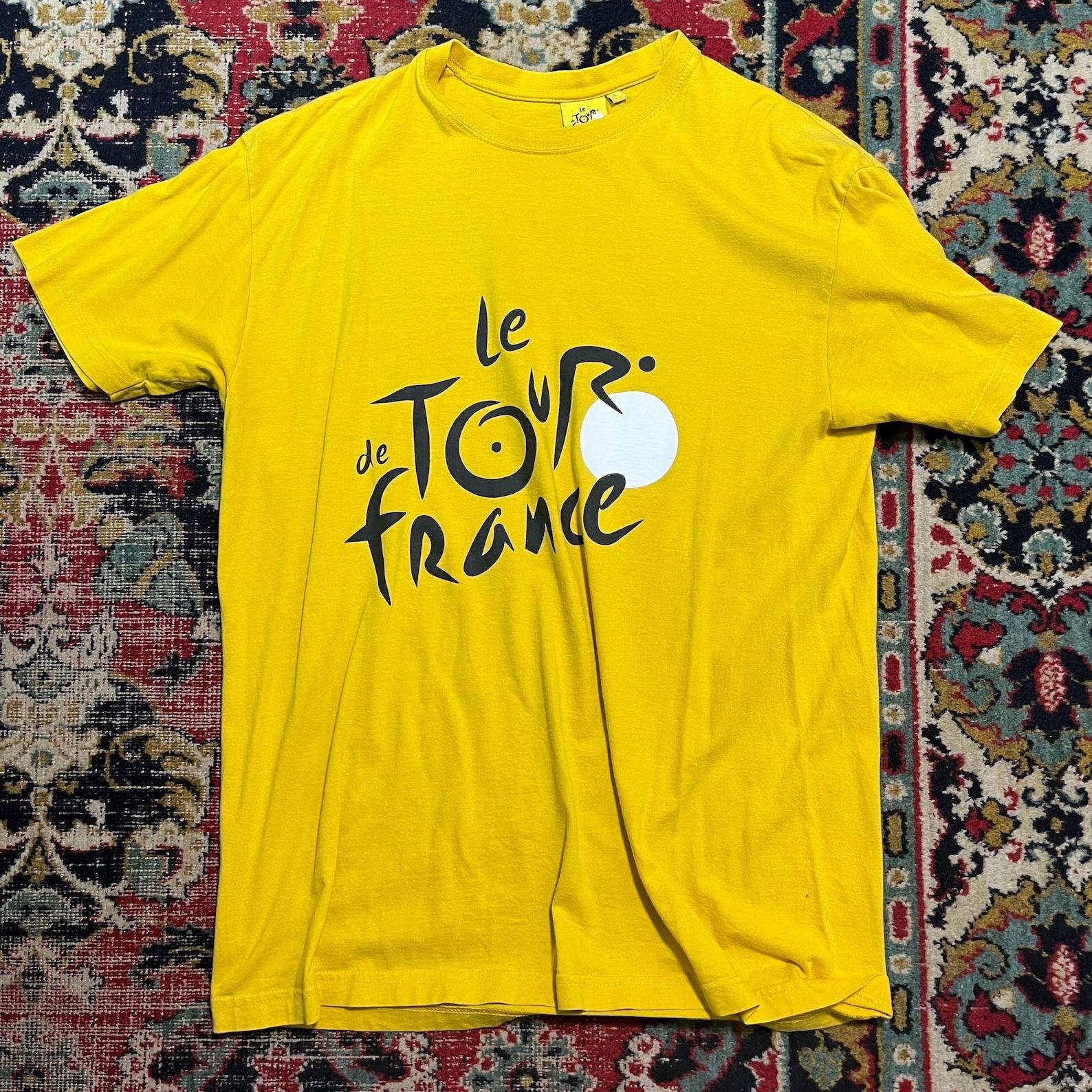 Vintage Tour De France T-Shirt Yellow Graphic Tee Size L S