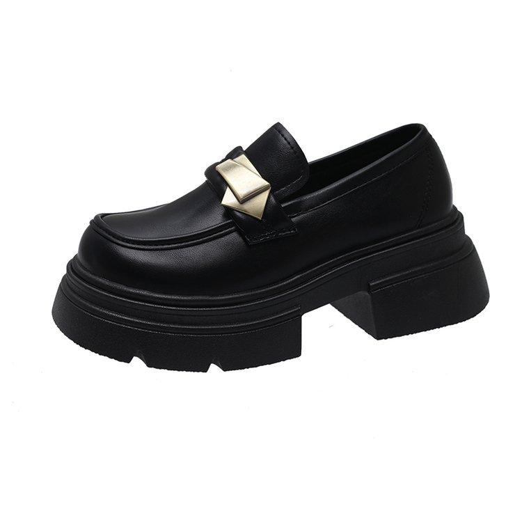 

[Youshilai] Black platform British style small leather shoes for women s 2025 Spring Festival new retro versatile loafers tide 40