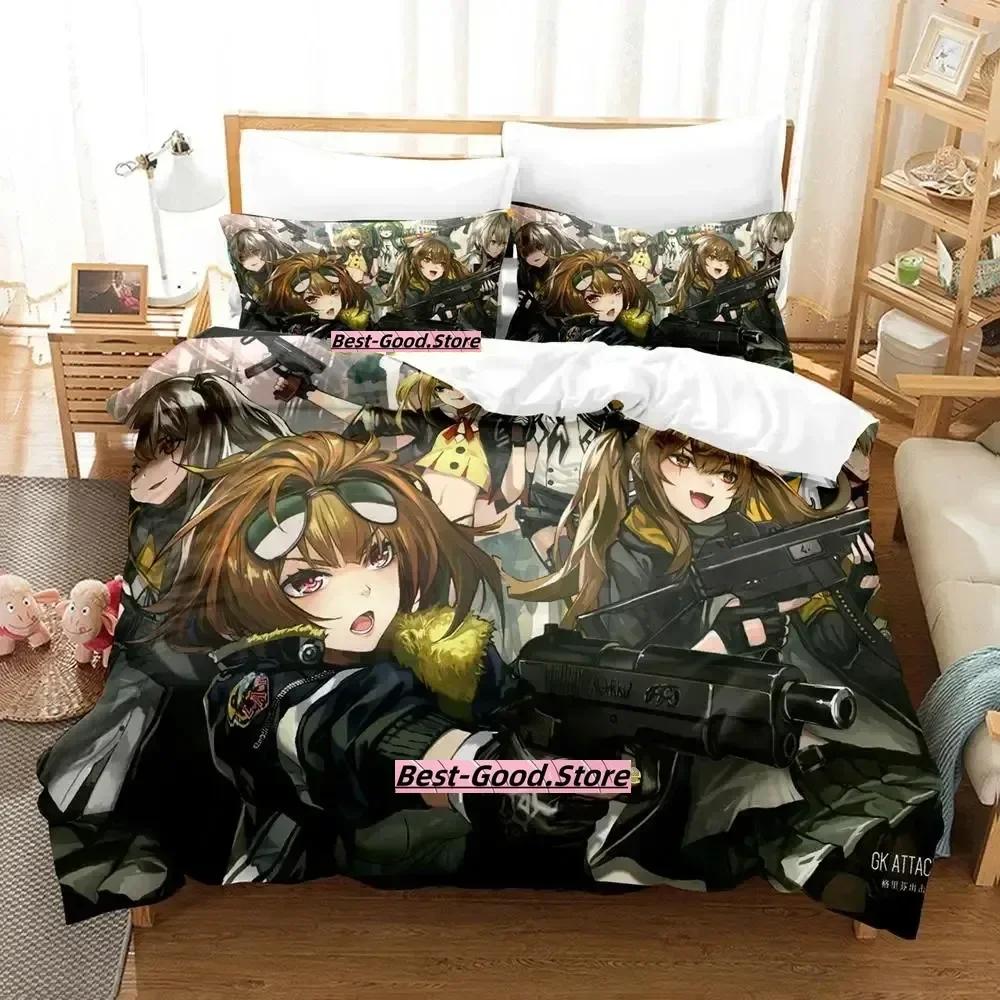 Spel Girls Frontline Anime Kawaii Tryckt Sängset Påslakan Örngott Sängkläder Sänglinne Lakan Täcke Drottning King Size