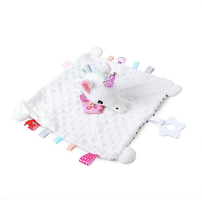 BBsky Baby Comfort Blanket with Plush Cartoon Animal Toy and Hug Doll