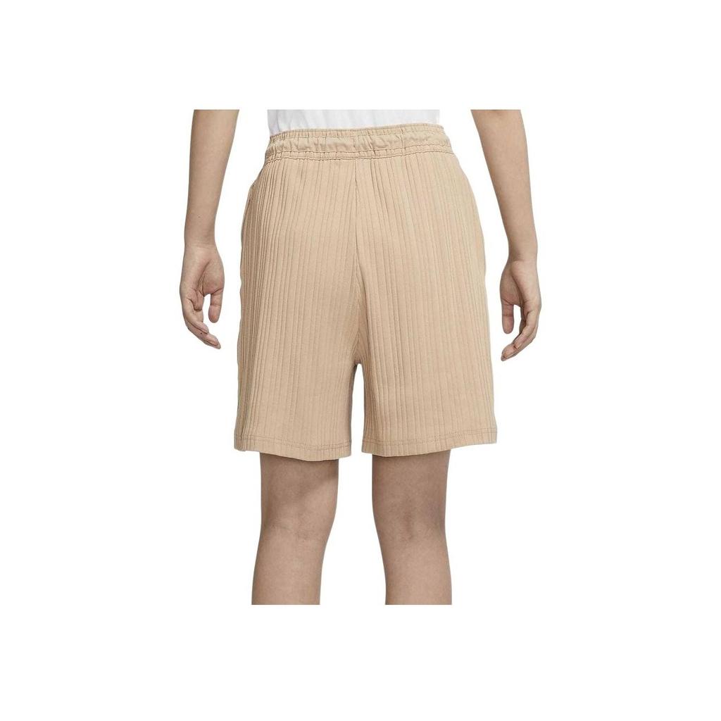 Nike Logo Print Ribbed Loose Fit Five-Point Shorts Women Shorts Light-Yellow White DM6402-200