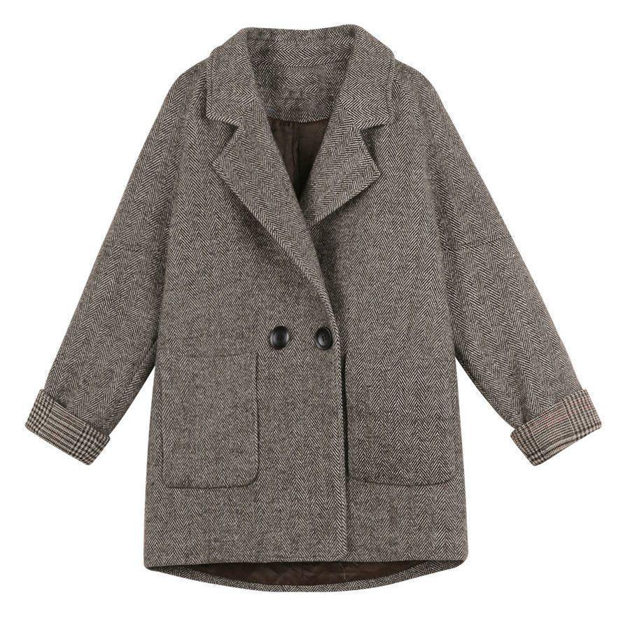 Women's 2025 Spring Woolen Slim Fit Jacket - Korean & British Style