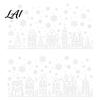 Nordic Style Holiday Decorations 4Pcs Christmas Static Window Clings White Town House Snowflake Glass Stickers Removable Winter Scene Stickers