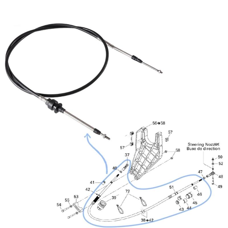 Steering Cable for 155/RXT 215/RXT X 255 PWC SEADOO DI/RXT/Wake 2002-2014 Replace 277001438 277001578 277001555