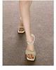 Summer Rhinestone Stiletto Sandals - Women's Square Toe One-Strap High Heels, Fairy French Style.