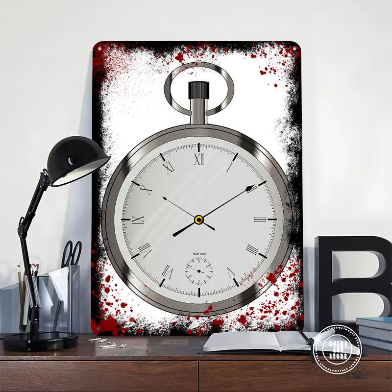 Silver Pocket Watch Tinplate Poster Customized Wall Art Vintage Metal Signs Retro Tin Plaque for Decoration Room Desk Decor Home