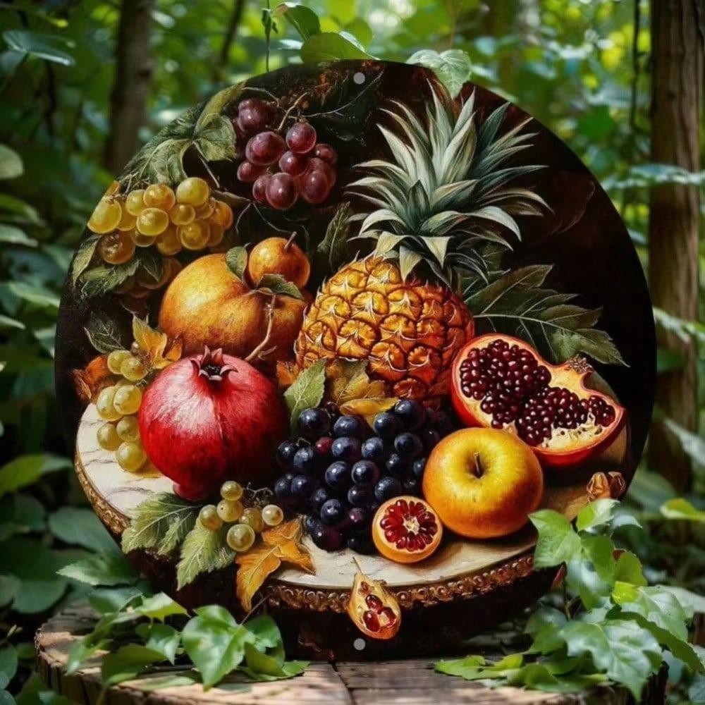 1PC Vintage Fruit Tin Sign Pineapple Grape Pomegranate Art Retro Metal Poster Home Bar Wall Decor Christmas Gift