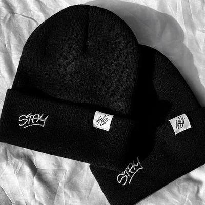 Knit Beanie Hat Straykids Style Letter Embroidery Patch Preppy Versatile Warm Autumn Spring Unisex Black