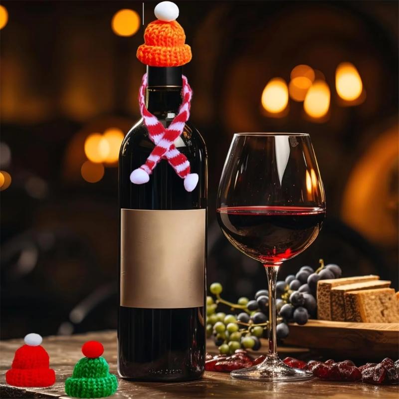 Accesorios de Disfraz Navideño para Botella de Vino de Hilos Hechos a Mano Decoración Festiva Cómoda para Suministros de Fiesta en Casa Oficina
