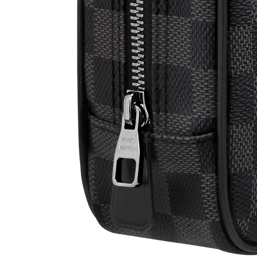 Louis Vuitton Checkered Design Zipper Closure Canvas And Leather Trim Toiletry Bag Women toiletry bag Black N40483