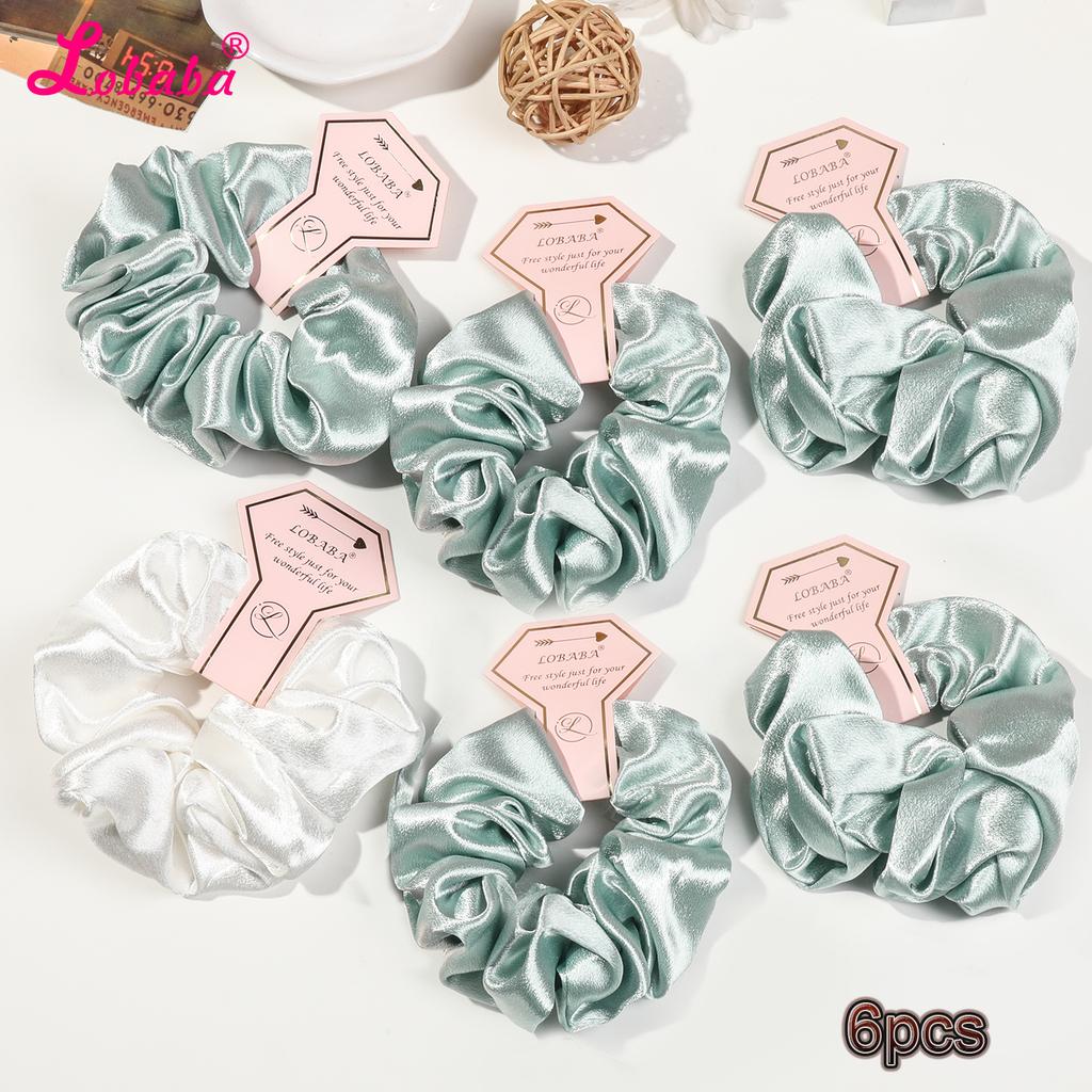 Satin Bridesmaid Scrunchies,Hair Ties Set of 6 Bridal Proposal Gifts, Elastics Hair Ties for Bachelorette Party Favors