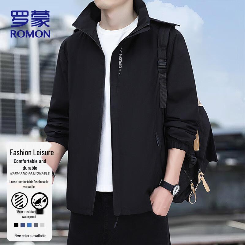 

ROMON Men s Detachable Hooded Windbreaker Jacket 2XL