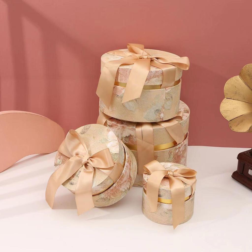 European Round Ribbon Handle Gift Box - Perfect for Weddings, Birthdays, and Festive Celebrations