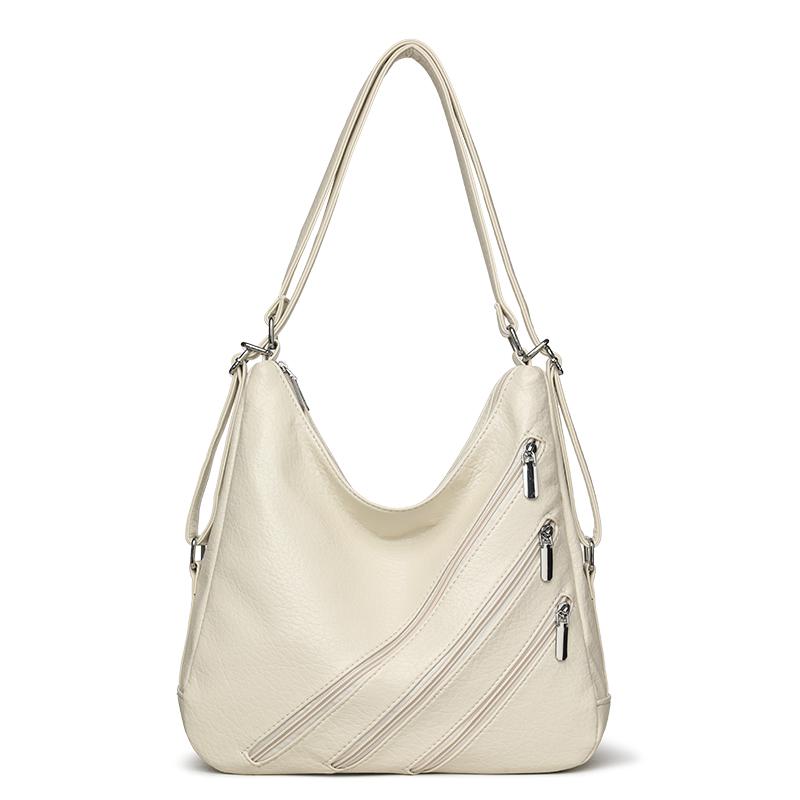 Women s Large Capacity Crossbody Bag PU Shoulder Tote Bag бежевый