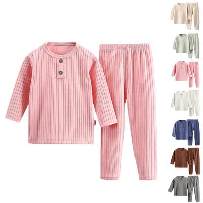 Children's Boys And Girls Solid Color Home Wear And Pajamas Long-sleeved Tops And Trousers Sets