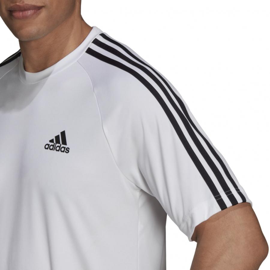 adidas Round Neck Striped Short Sleeve T-Shirt With Print Men Tops White H28900