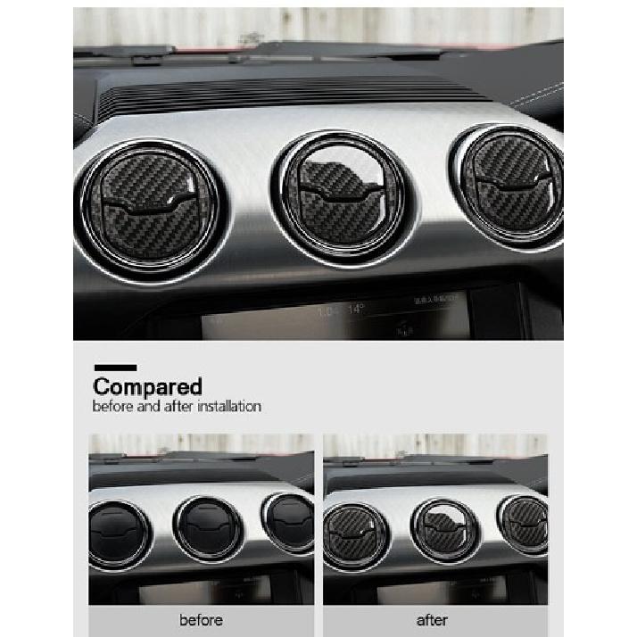 9Pcs Carbon Fiber Interior Air Vent Outlet Cover Trim For Ford Mustang 2015-