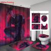 4Pcs K-Pop Demon Hunters Print Bathroom Set 180X180 Waterproof Shower Curtain With 12 Hooks, Floor Mat, Toilet Mat, U-Shaped Mat