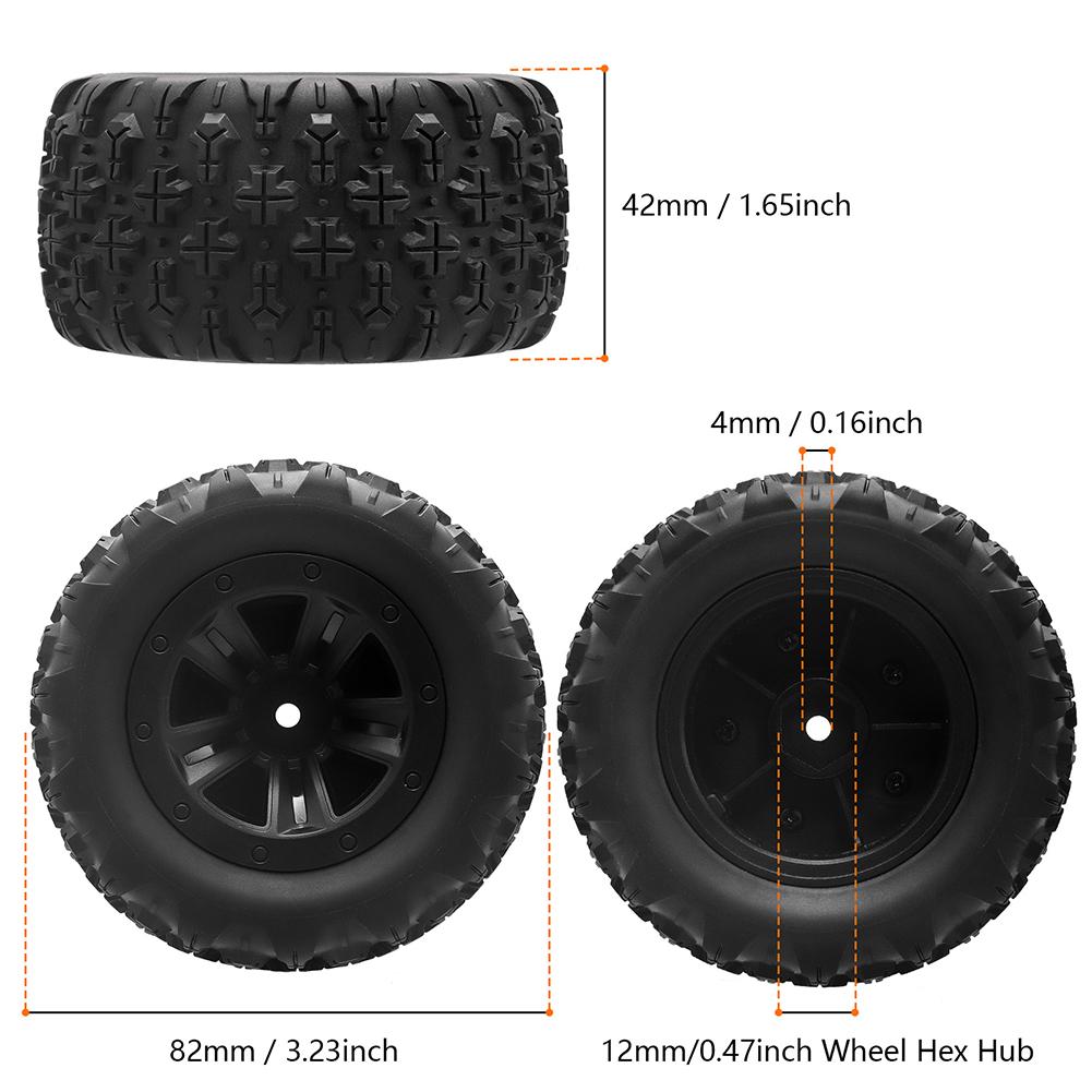 4Pcs RC Car Wheels Tires RC Car Wheels and Tires for 1/12 1/14 1/16 RC Car for Wltoys 144001 124018 124016 124017 144010