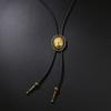 Vintage Round Leather Cord Pendant Necklace With Unique Fingerprint Design Bohemian Statement Jewelry For Women