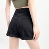 Black American Denim Shorts for Women In Summer New High-waist Loose A-line Slimming and Fat Mm Large-size Wide-leg Pants