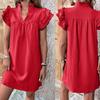 Summer Fashion Versatile Lotus Leaf Sleeve V-neck Dress