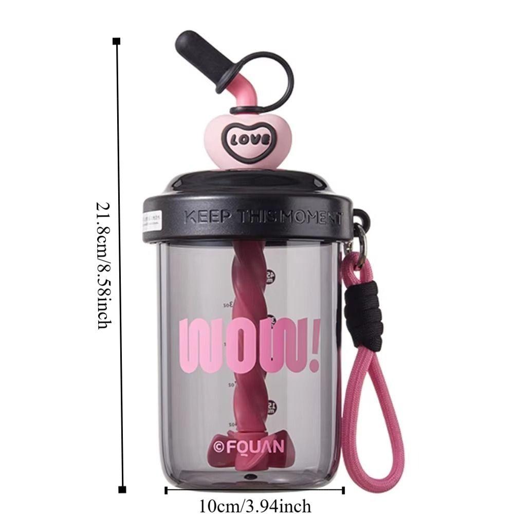 Leak-proof Stirring Cup With Straw Drinking Cup Cute 580ML Water Bottles  Fruit Juice