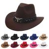 Vintage Studded Bullhead Western Cowboy Hat Ethnic Style Wide Brim Jazz Fedora Hats Tibetan Style Top Hat for Women Men