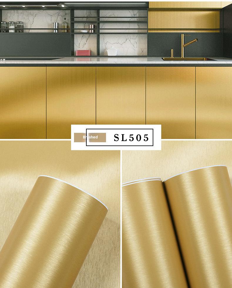 Gold & Silver Brushed Metal Stainless Steel Adhesive Film for Refrigerator, Elevator, and Interior Decor