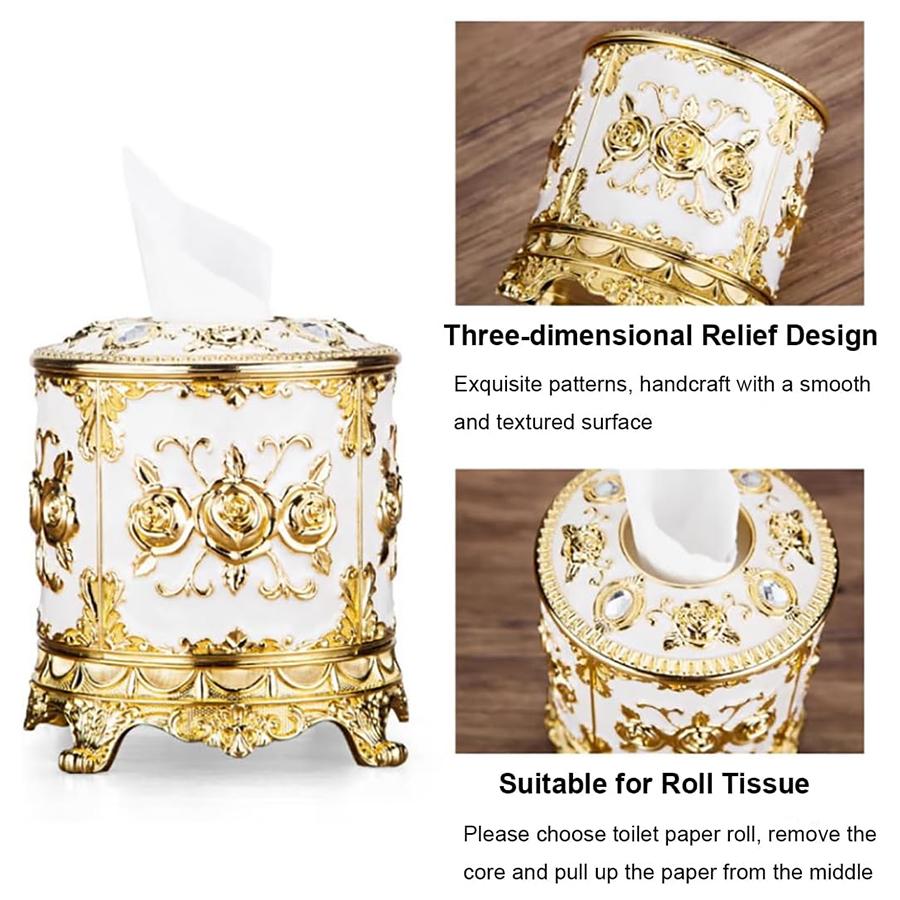 Vintage Europäische Rosen Taschentuchboxhalter Zylindrische Papierentnahme Zuhause el Badezimmerdeko Einzelrollen Aufbewahrungsorganizer