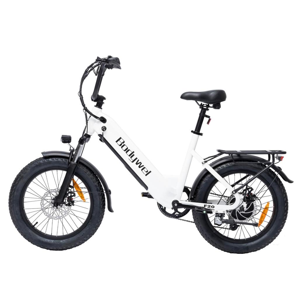 Bodywel F20 Folding Electric Snowmobile 500W Motor 48V13.5Ah Battery City E-Bike 20 Inch Anti-Skid Wide Tire Outdoor Riding Electric Bicycle