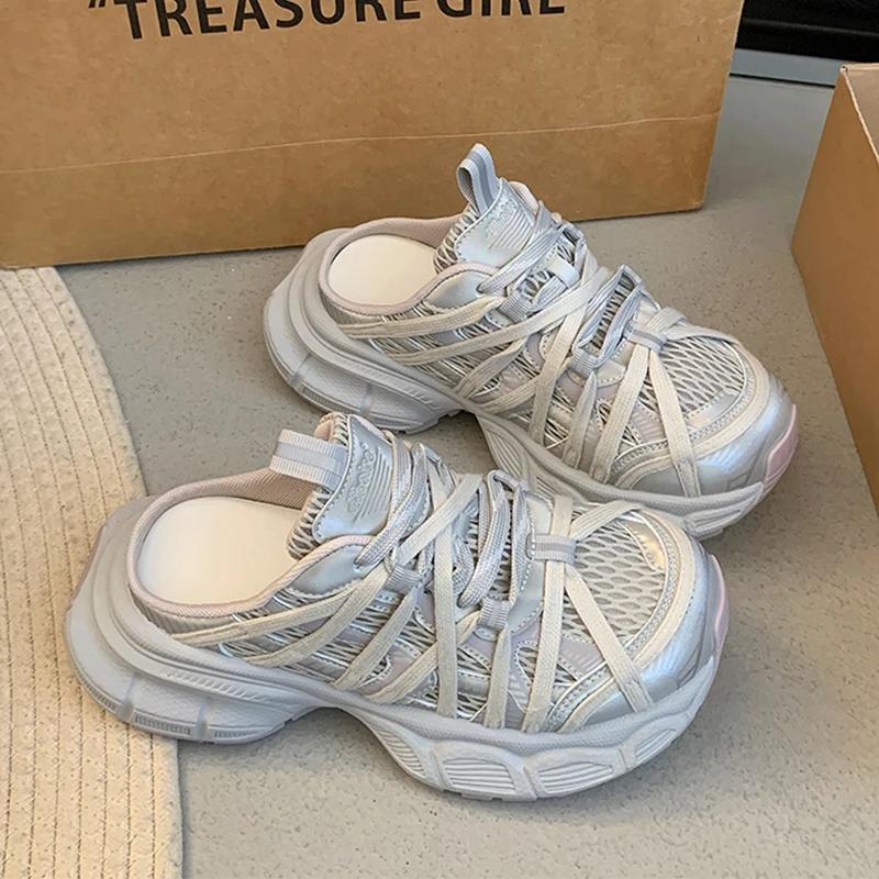 

Женские кроссовки балетки спортивная обувь мюли тапочки сандалии с ремешком на пятке лето 2025 повседневный бренд для ходьбы бега обувь Mujer шлепанцы 36 розовый