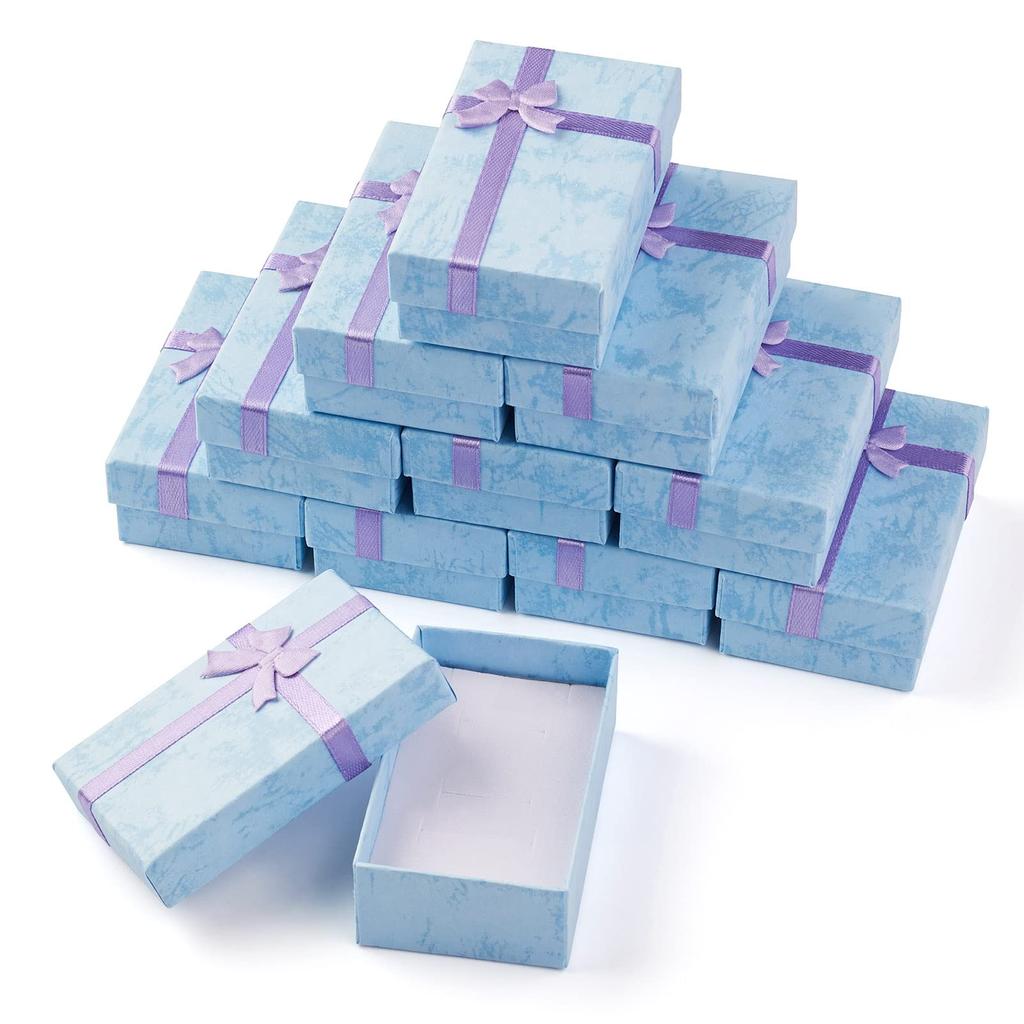 12Pcs Black Small Jewelry Gift Boxes 3.19x2.03 Inch Bracelet  Earring Packaging Boxes With Lids Bowknot for Easter Valentines Day Jewelry Display