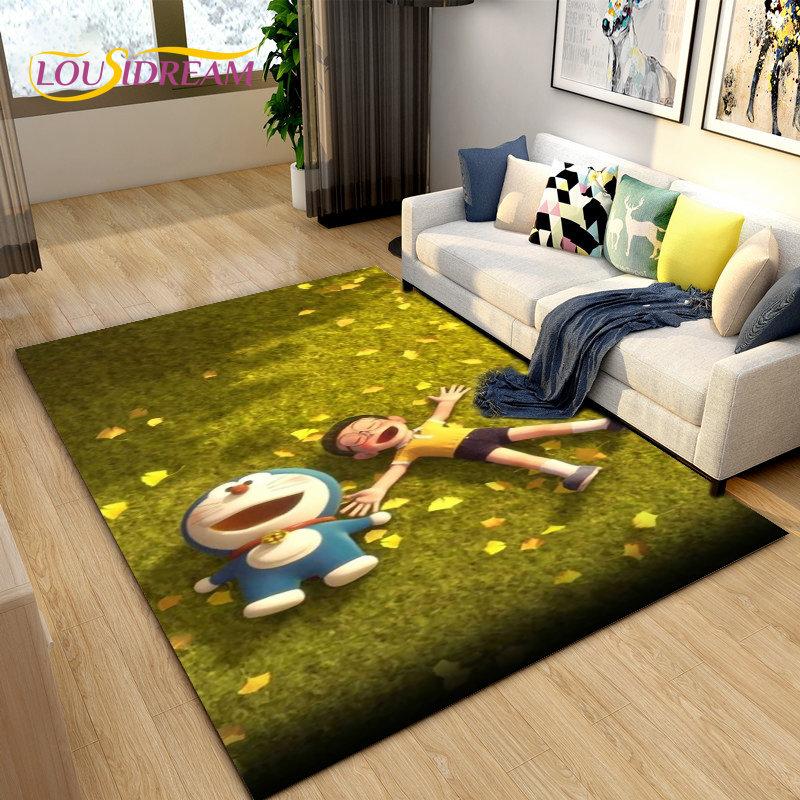 Doraemon Japanese Anime Cartoon Area Rug,Carpet Rug for Living Room Bedroom Sofa Doormat Decoration, Kid Play Non-slip Floor Mat
