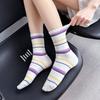 Socks Pure Cotton Striped Medium Tube Socks College Style Spring And Autumn Thin Sports Sweat-Absorbing Deodorant Stacking Socks Women