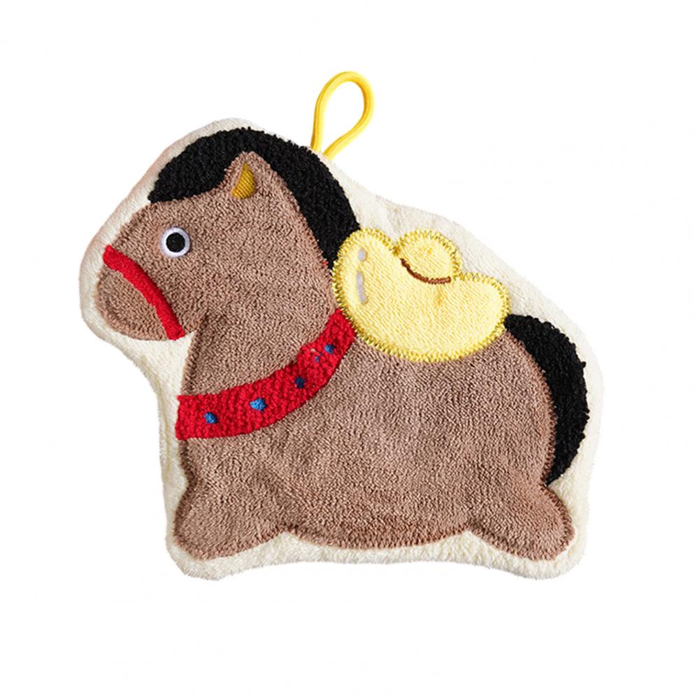 Festive Hand Towel New Year Horse Hand Towel Cute Horse Hand Towel with Hanging Loop Absorbent Quick-drying Bathroom Lucky Horse коричневый