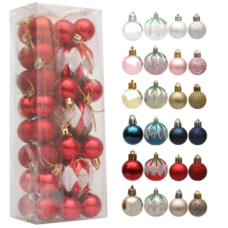 3Box Christmas Tree Hanging Decoration Electroplated Christmas Baubles Ornament Window and Door Ornament Party Supplies